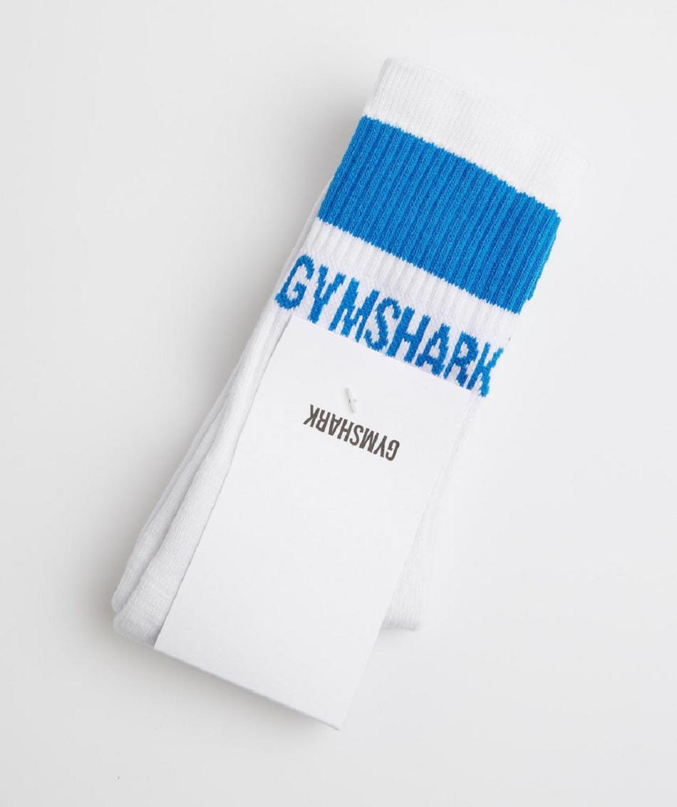 Gymshark Premium Jacquard Single Accessories Čarape Bijele Plave | HR 2037GSO